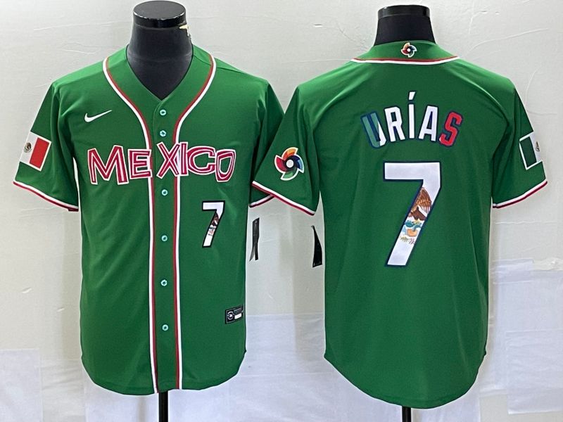 Men 2023 World Cub Mexico 7 Urias Green Nike MLB Jersey9